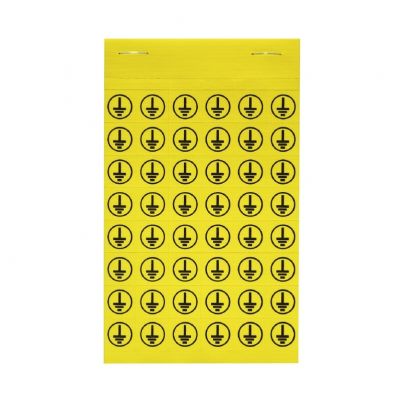 WEIDMULLER SYMBOL-PACK 14X14 ERDE Oznaczenie urządzenia, samoprzylepny, 14 mm, Nadrukowane znaki: znaki mieszane, tkanina, pokryta akrylem, żółty 1685690002 /1szt./ (1685690002)